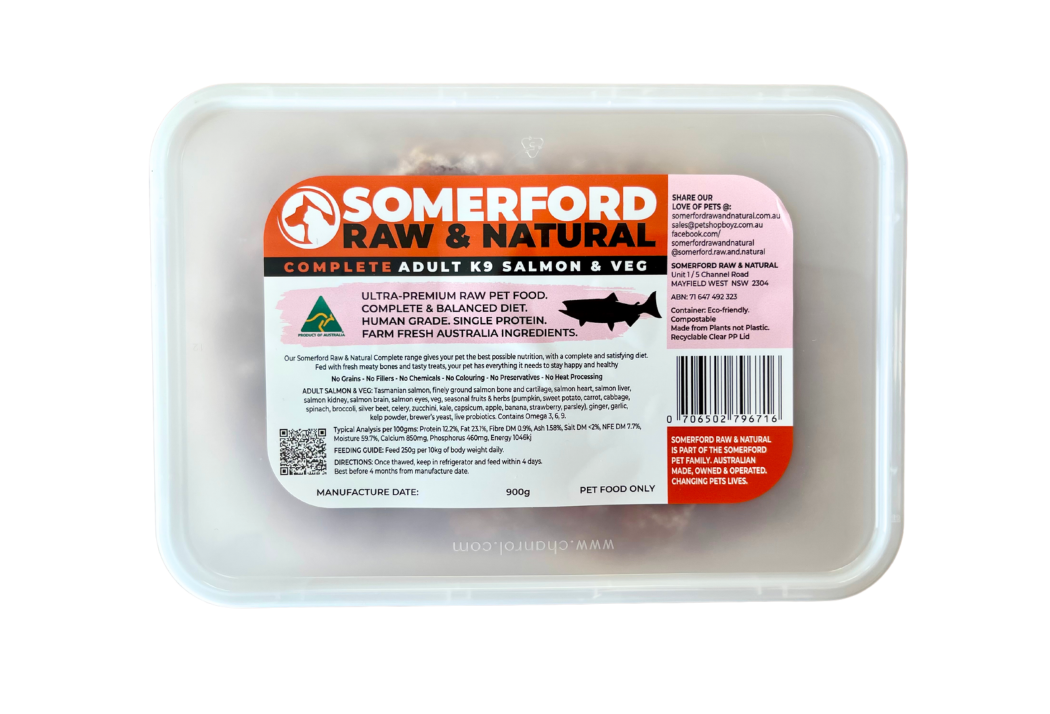 Somerford Raw & Natural - Adult Dog Food Tasmanian Salmon & Veg Pack FREE Meaty Bones