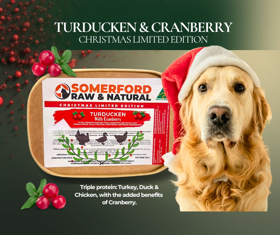 Somerford Raw & Natural - TURDUCKEN & CRANBERRY CHRISTMAS LIMITED EDITION Dog Food Pack + FREE Meaty Bones.
