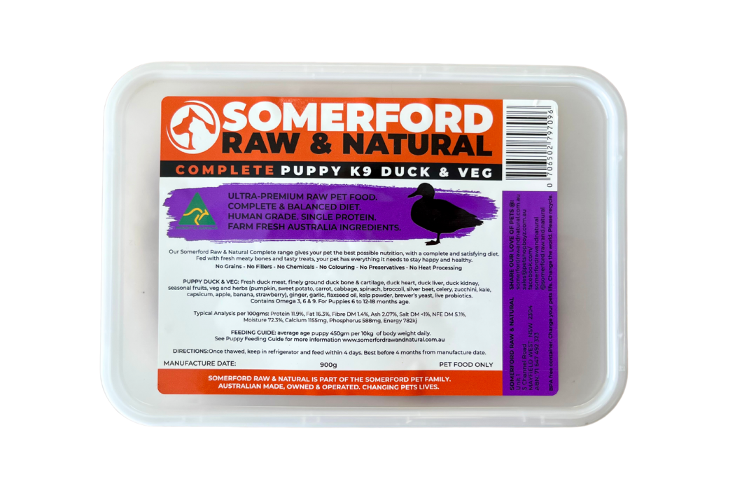 Somerford Raw & Natural "GAME MEAT RANGE" - Puppy Food Duck & Veg Pack + FREE Meaty Bones