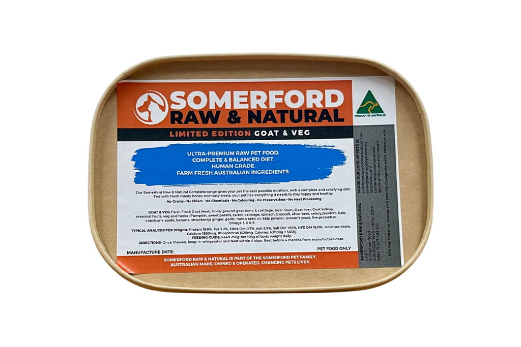 Somerford Raw & Natural - Adult Dog Food Novel Protein Goat & Veg Pack + FREE Meaty Bones.