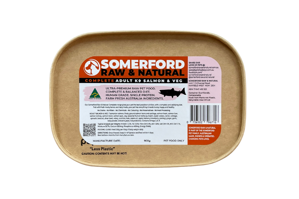 Somerford Raw & Natural - Adult Dog Food Tasmanian Salmon & Veg Pack FREE Meaty Bones