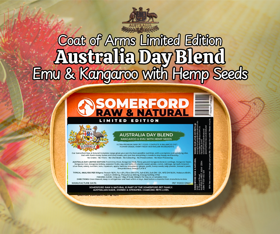 Somerford Raw & Natural - COAT of ARMS AUSTRALIA DAY BLEND LIMITED EDITION Dog Food Pack + FREE Meaty Bones.