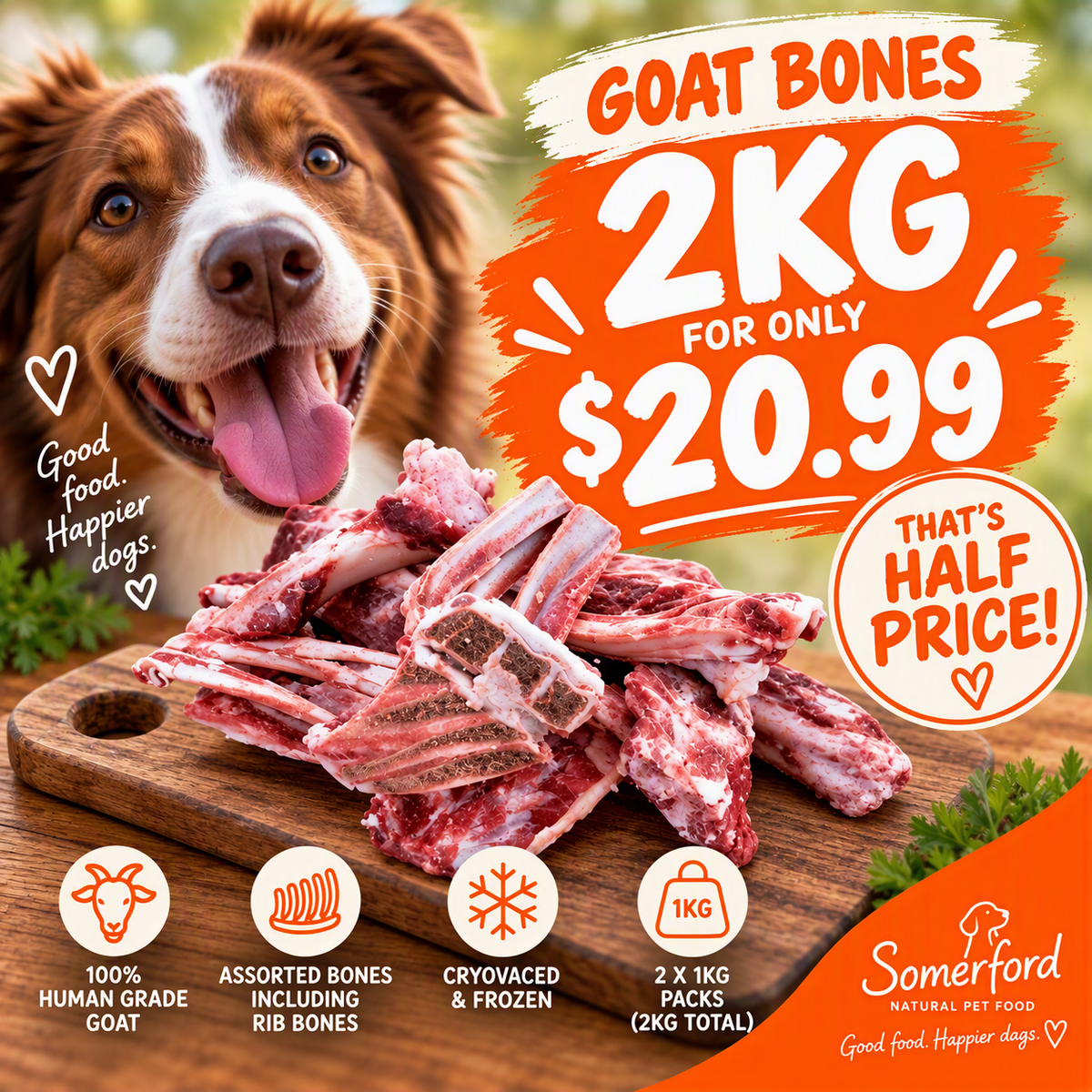 🐐 1/2 Price Goat Bone Bundle – 2kg for only $20.99 🦴
