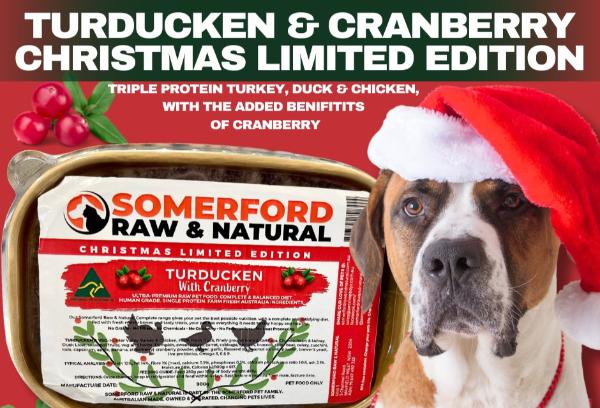 Somerford Raw & Natural - TURDUCKEN & CRANBERRY CHRISTMAS LIMITED EDITION Dog Food Pack + FREE Meaty Bones.