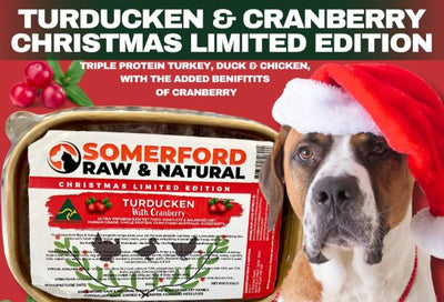 Somerford Raw & Natural - TURDUCKEN & CRANBERRY CHRISTMAS LIMITED EDITION Dog Food Pack + FREE Meaty Bones.