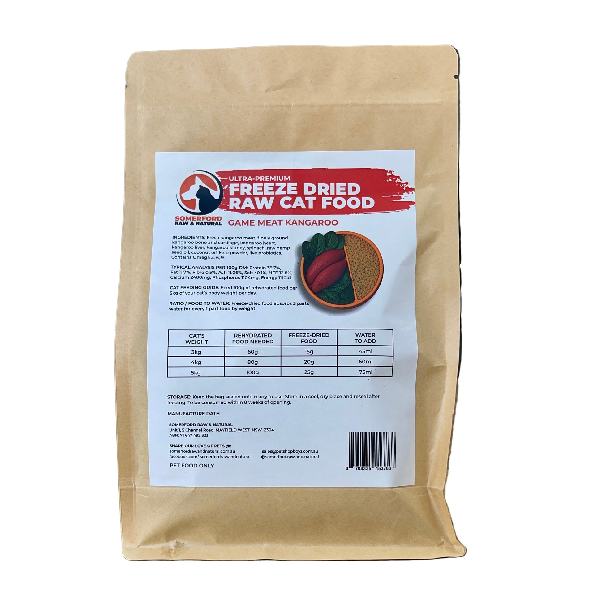 Somerford Freeze Dried Raw Cat Food Kangaroo & Veg