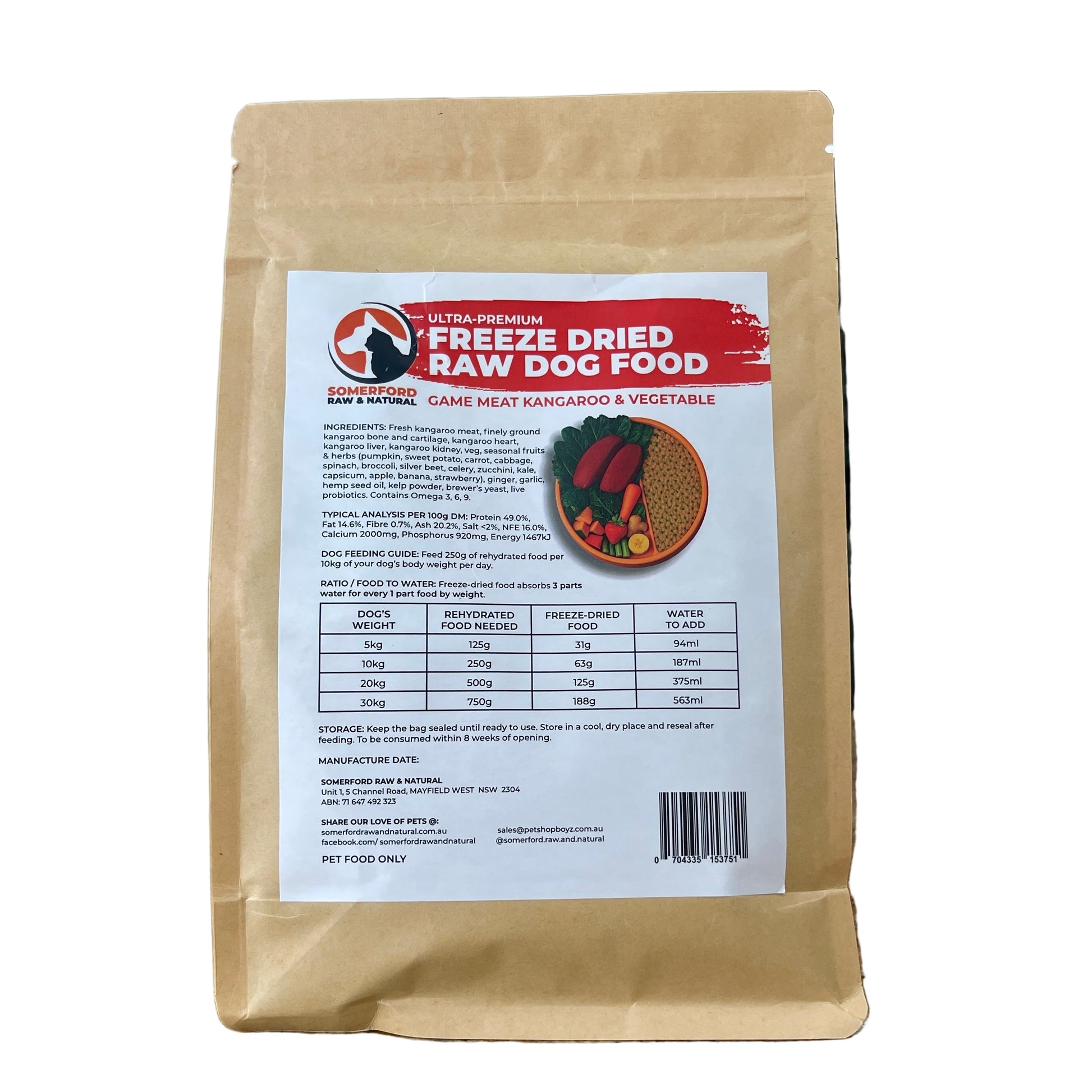 Somerford Freeze Dried Raw Dog Food Kangaroo & Veg