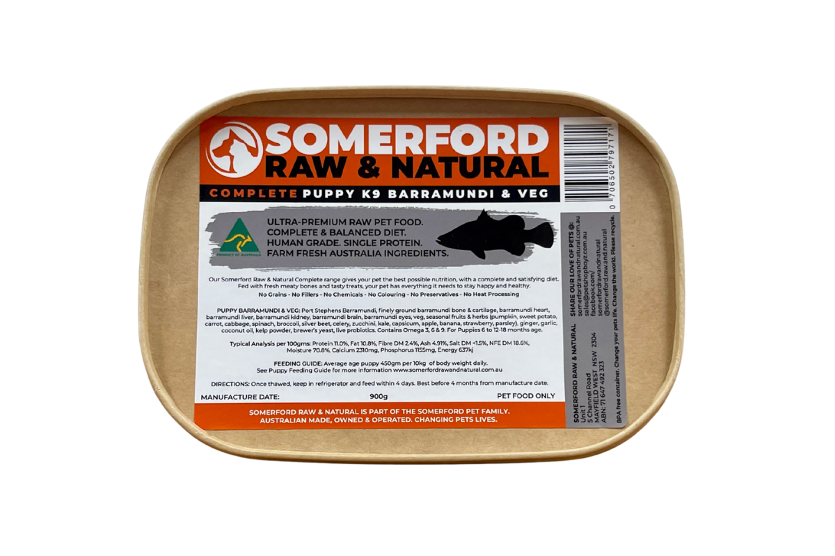 Somerford Raw & Natural - Puppy Food Port Stephens Barramundi & Veg Pack + FREE Meaty Bones