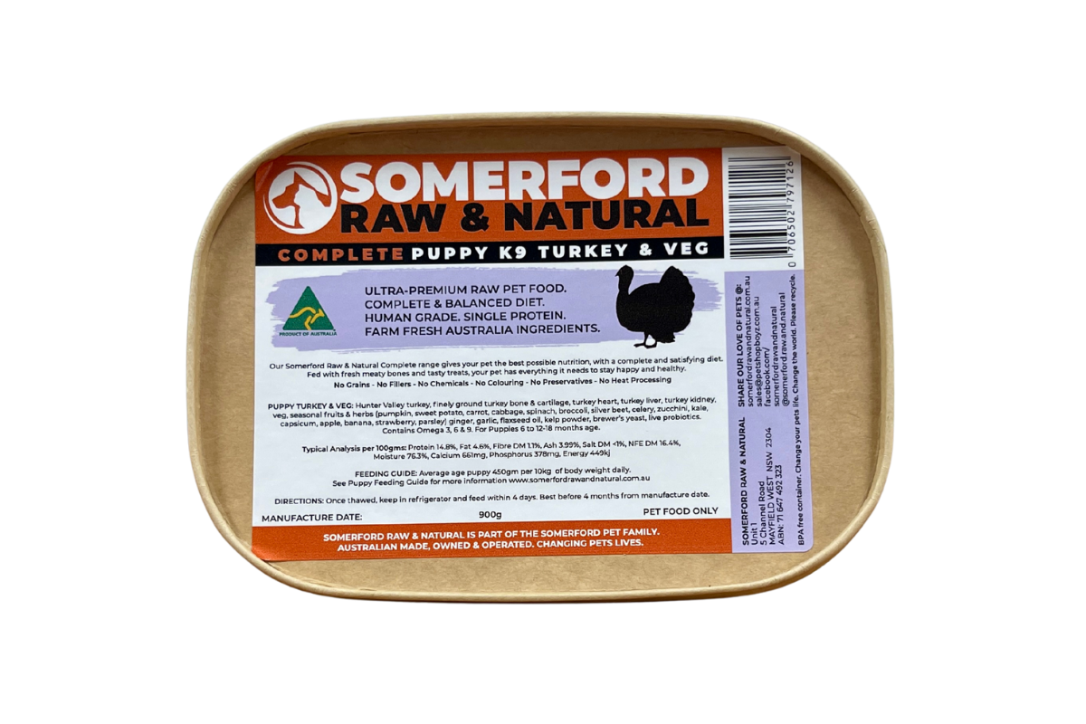 Somerford Raw & Natural - Puppy Food Hunter Valley Turkey & Veg Pack + FREE Meaty Bones