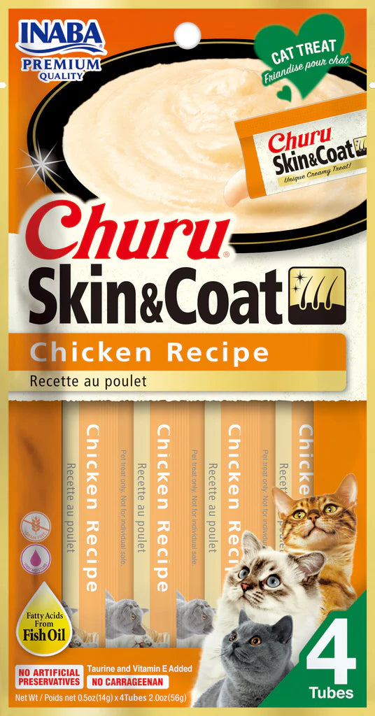 Inaba Churu Skin & Coat Chicken Recipe Cat Treats